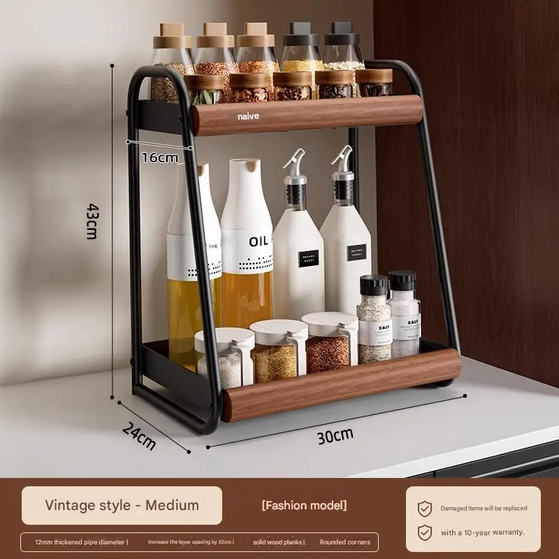 

Кухонная двухслойная бытовая столешница, многофункциональная полка для хранения специй, стеллаж для хранения специй