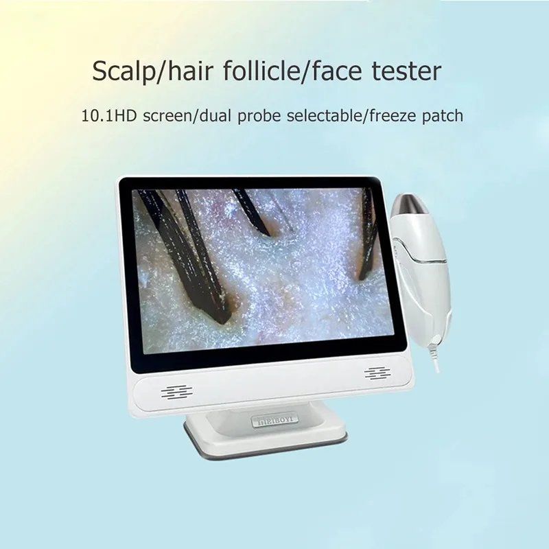 HD Digital Skin Analyzer Professional Hair Scalp Camera Detector Hair Follicle Oil Moisture Test Device 10 Inch Skin Tester