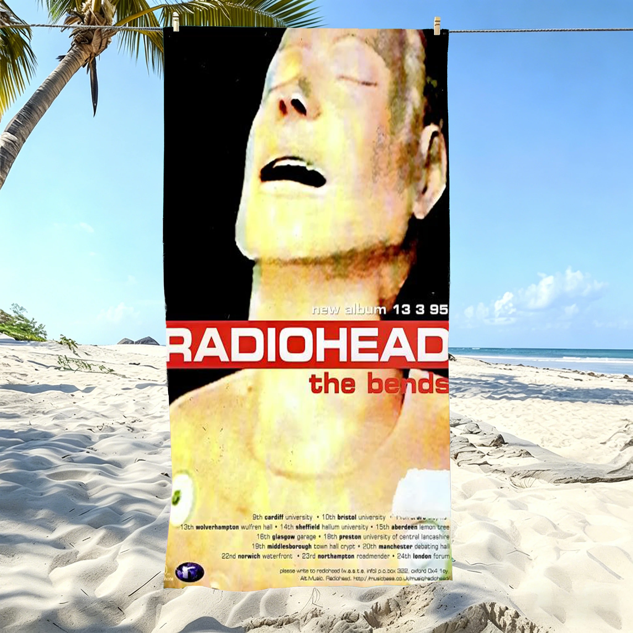 90s Britpop Vintage Band R-Radiohead Aesthetic Beach Towel Ultra Absorbent Cool Room Stuff Bath Towel for Gym Swimming Outdoor