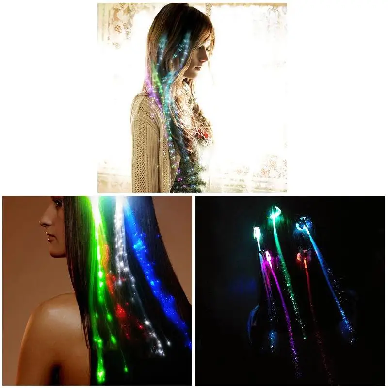 

Colorful LED Glowing Flash Wigs Hair Braided Clip Hairpin Show New Year Party Christmas Decor Supplies