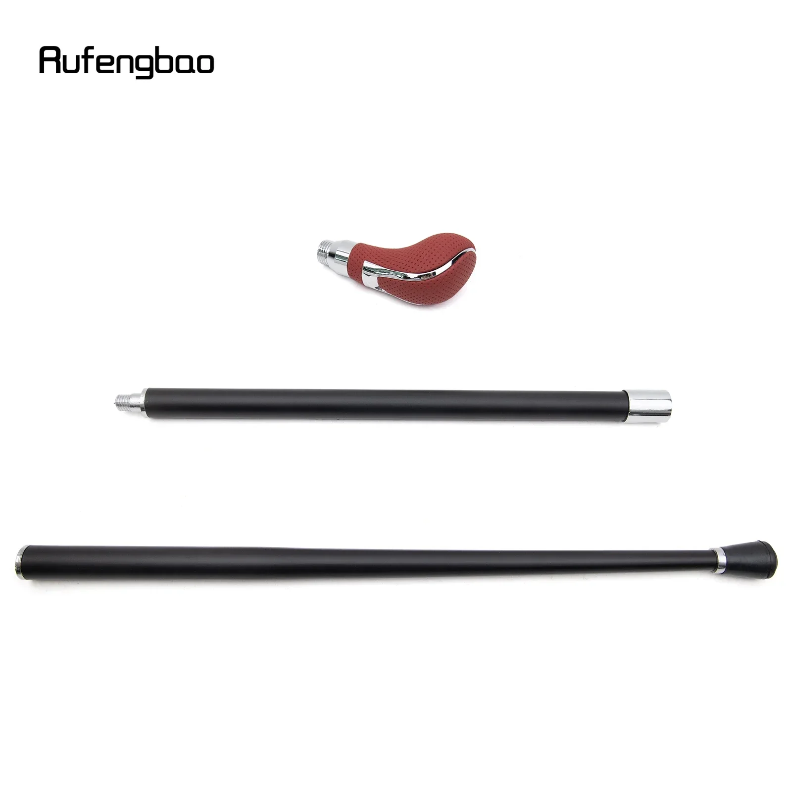 Bastone da passeggio in pelle rossa argento Bastone da passeggio decorativo alla moda Bastone da palcoscenico per performance gentiluomo 92 cm