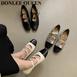 Retro Round Toe Mixed Color Flats Shoes Women Fashion Mary Jane Ballet Luxury Brand Shoes French Ballerinas Autumn Loafers Mujer