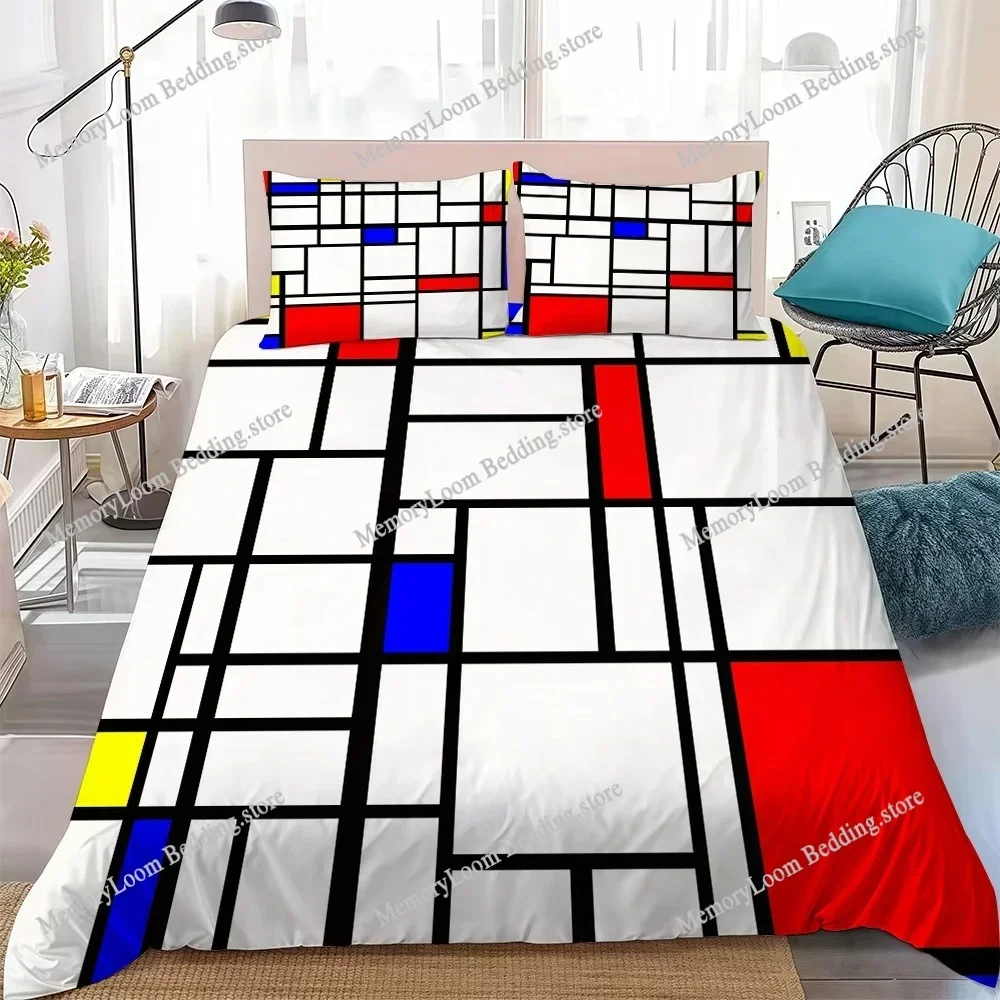 Aesthetic Art P-Piet-Mondrian Duvet Cover Set Home Style Bedding Soft Laundry Cotton Bed Student Dormitory Gift Home Textile741