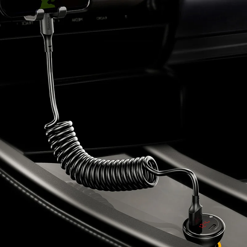1 Meter Car For Apple iPhone X XS Max XR 8 7 6 Plus Fast Charger Telescopic Spring USB Cable Metal Cable Data Cable