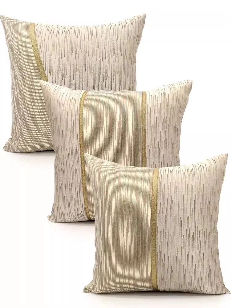 

Modern light luxury gold striped pattern cushion cover sofa pillow cover jacquard fabric pillowcase