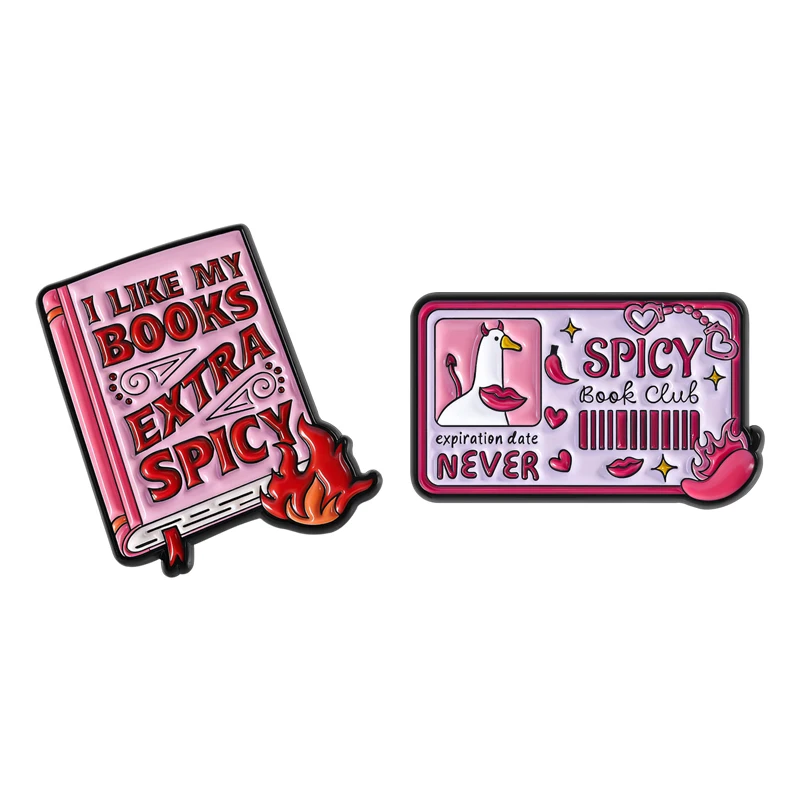 

SPICY Book Club Brooch Enamel Pins I LIKE MY BOOKS EXTRA SPICY Brooches Backpack Lapel Badge Fashion Jewelry Gifts for Friends