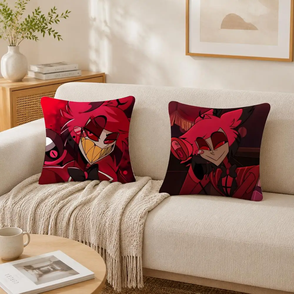 Alastor H-Hazbin Hotel Cushion Cover Plush Decorative Pillow Case With Hidden Zipper Cutecore Room Decor For Home