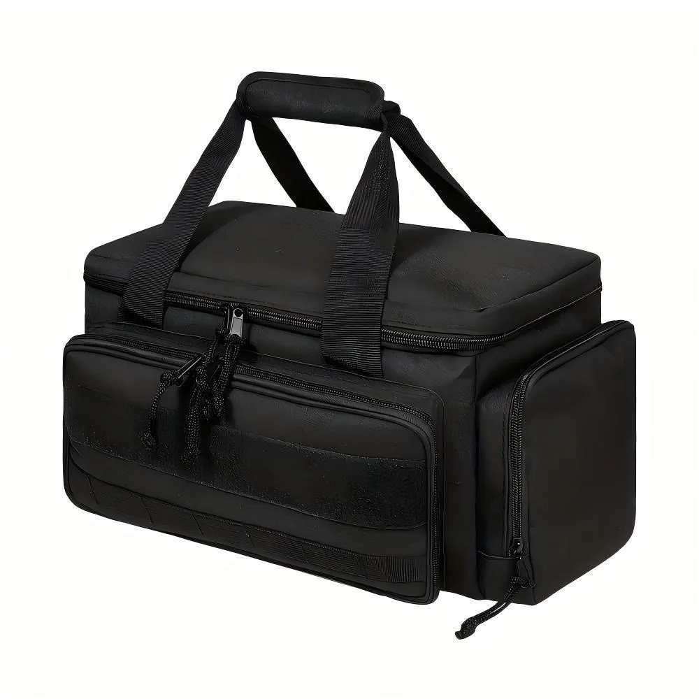 Portable Men Tool Storage Bag Black Heavy Duty Hand Tool Bag Polyester Large Capacity Work Handbag