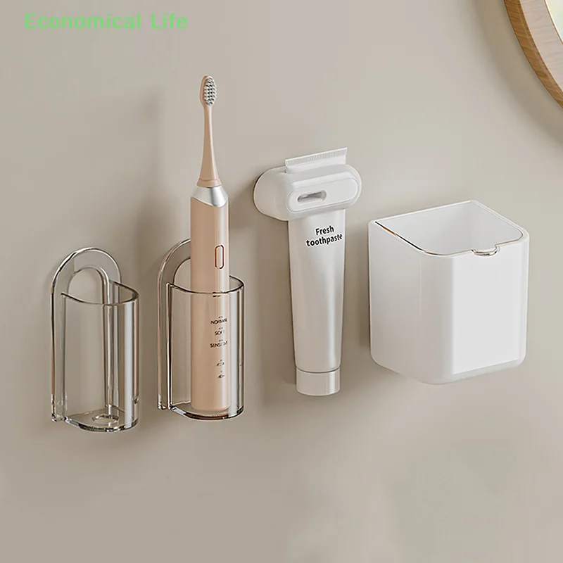 Electric Toothbrush Holder Stand Rack Wall-Mounted Toothbrush Holder Space Saving Bathroom Organizer Accessories Storage Box