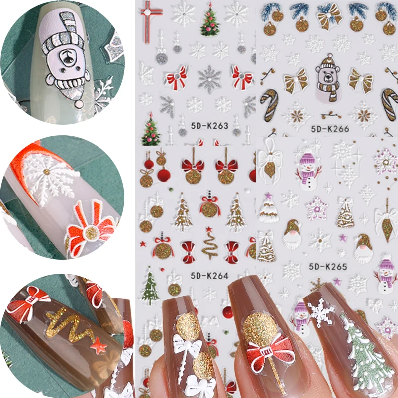 Weihnachten Nagel Aufkleber 5d reflektierende glänzende Gold Silber Schneeflocke Elch Glocken Aufkleber Schieber egler für Maniküre Dekoration Nail Art Aufkleber