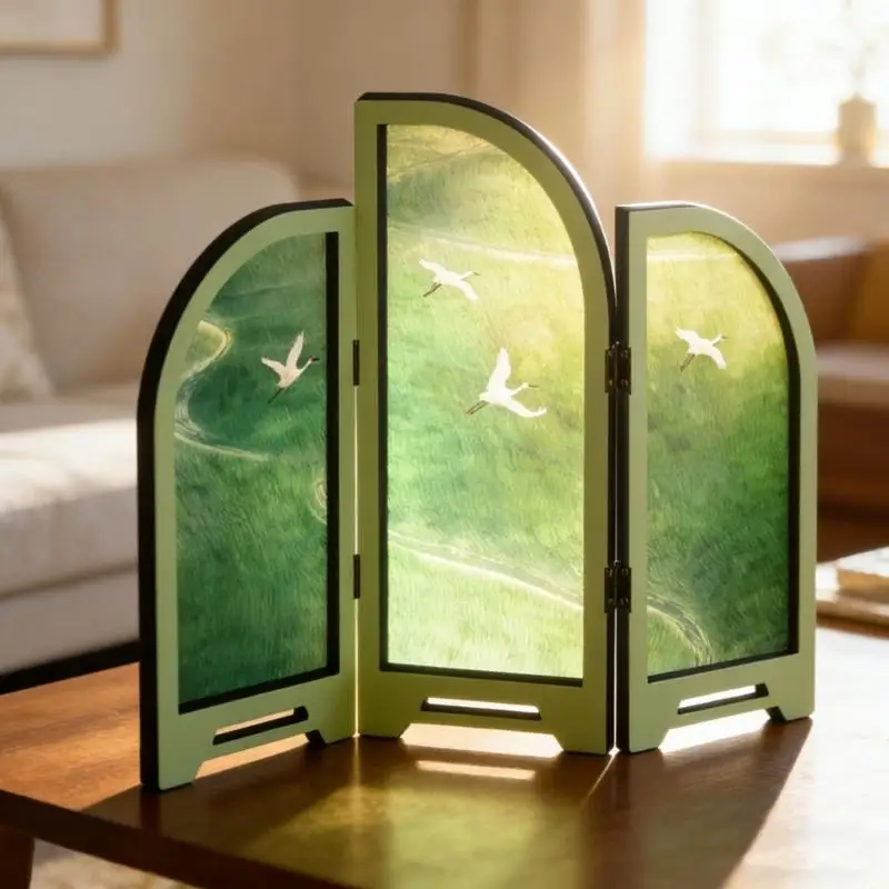 QX2E 3 Panel Divider Aesthetic Desktop Folding Screen Decorative Mini Folding Screen