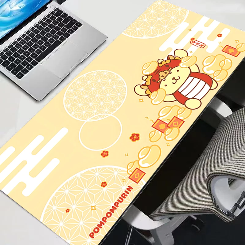 Podkładka pod mysz P-Pompompurin Anime eSports dla graczy, szybka, z obszyciem, duża XXL, gumowa, rozszerzona podkładka na biurko, pod mysz i klawiaturę