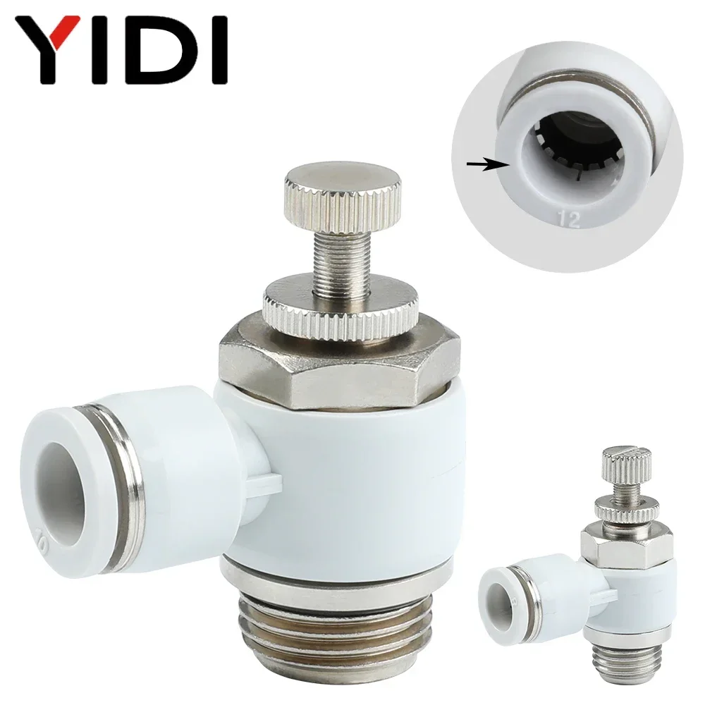 5/10pcs Pneumatic Air Flow Fittings Speed Regulator Controller Connector Connection Fitting G Thread SL 4MM 6MM 8MM 1/4 1/2 1/8