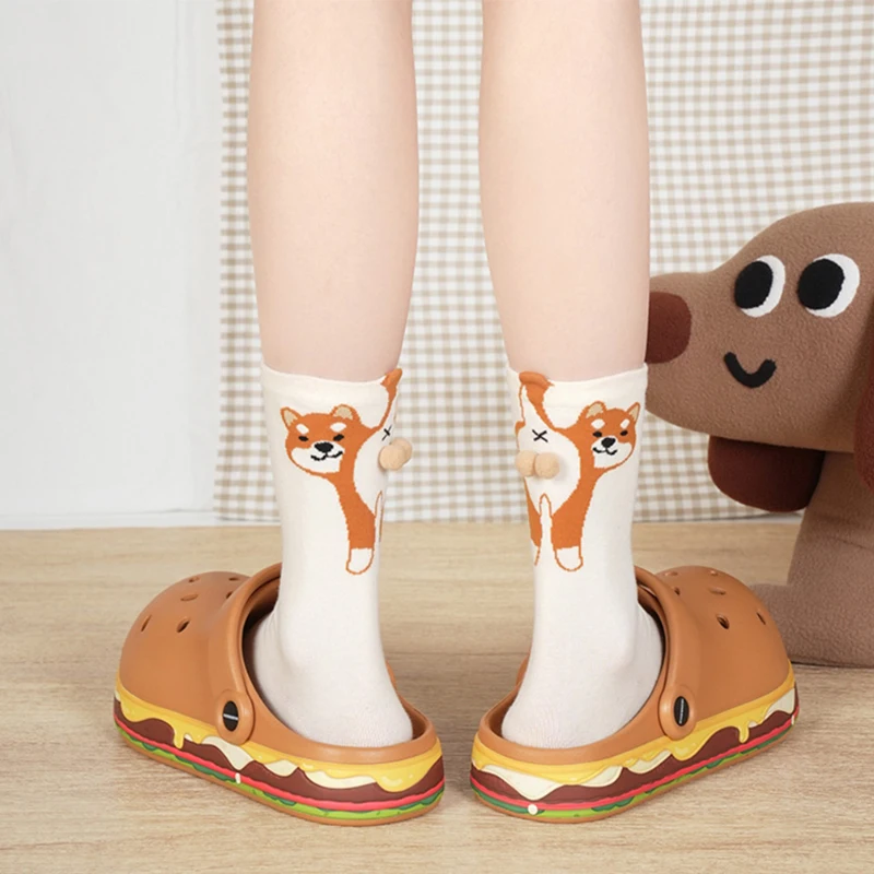 

Dog Egg Socks Children's Cotton Men's Sweat Absorbing, Anti Slip, Breathable, Cute Cartoon Solid Color Middle Socks Cute socks