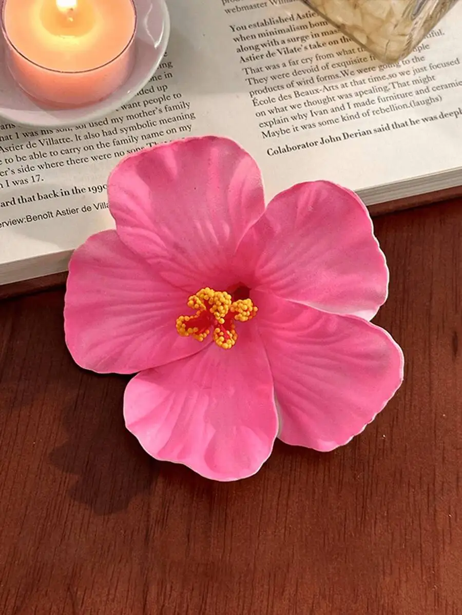 Vibrant Artificial Hibiscus Hair Clip For Women – Tropical Summer Beach Wedding Party Accessory, Claw Pin Or Hairpin