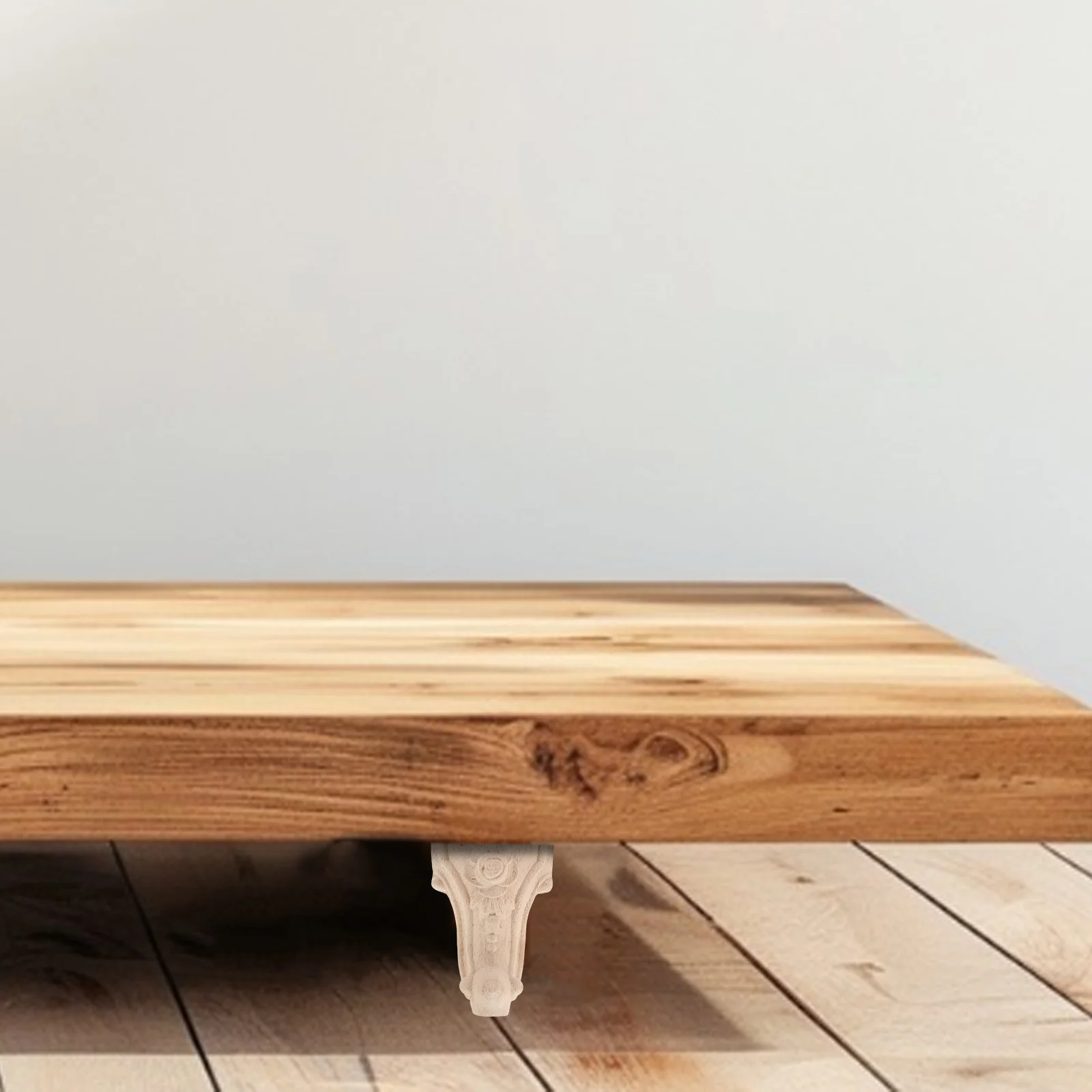 

4pcs Solid Wood Furniture European Carved Short For Sofa Dresser Coffee Table Replacement Wooden Table Easy Install Diy Couch