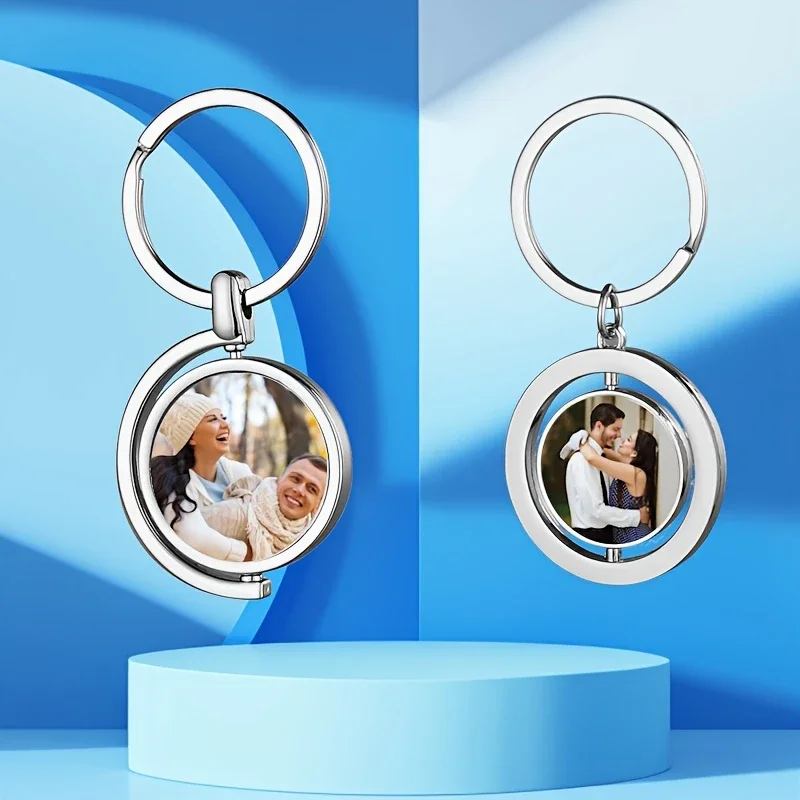 1 Piece Personalised Custom Double-sided Photo Keyring Sublimation Print Keyring DIY Keyring Personalised Gift