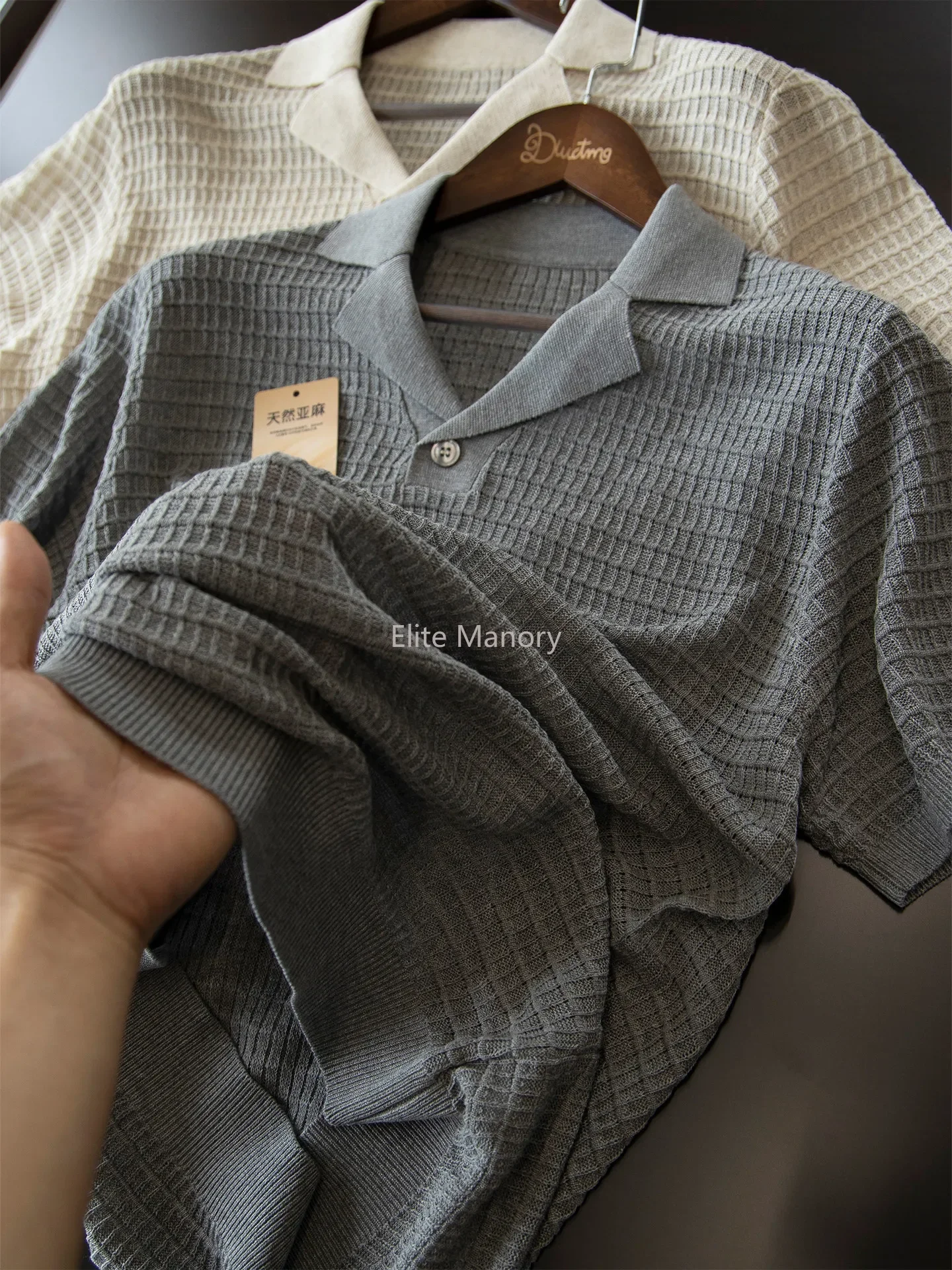 Linen~ Old Money Style Cuban Neck Knitted Short Sleeve Loose POLO Shirt