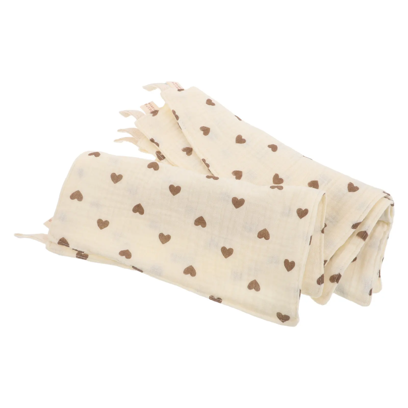 

5Pcs Baby Washcloths Soft Cotton Muslin Face Towels for Newborns Toddlers Heart Pattern Quick Dry Burp Cloths Infant Bath Rags