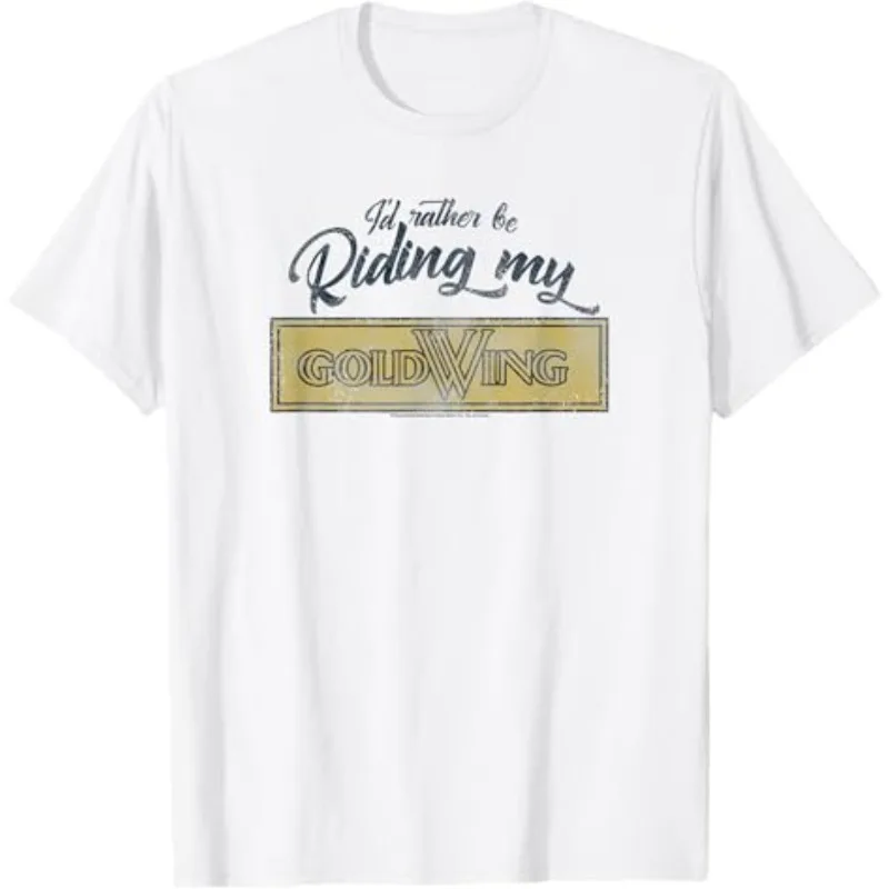 

Honda Men's and Women's T-Shirts Summer Rather Be Riding My Gold Wing Motorcycle Riding Off-Road Short Sleeve Racing Top