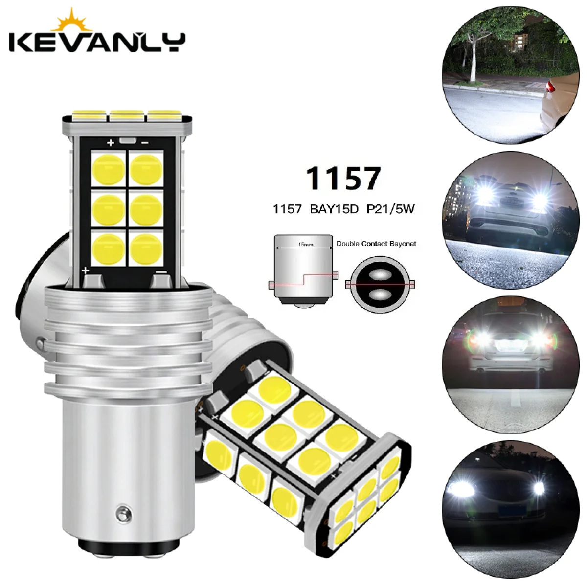 2pcs 1157 BAY15D P21/5W 24LED 3030 Chip LED Car Turn Signal Bulb Brake Lights Auto Daytime Running Light White 12V