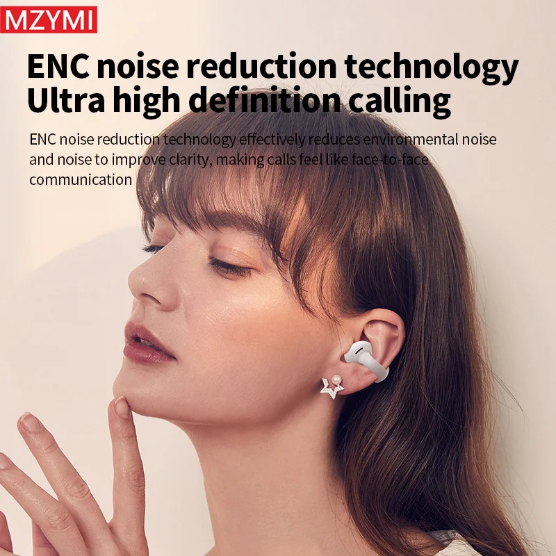 MZYMI HM20 nuova cuffia Bluetooth senza fili Clip per l'orecchio Sport Running Headset ENC Noise Cancelling Touch Control auricolare con microfono