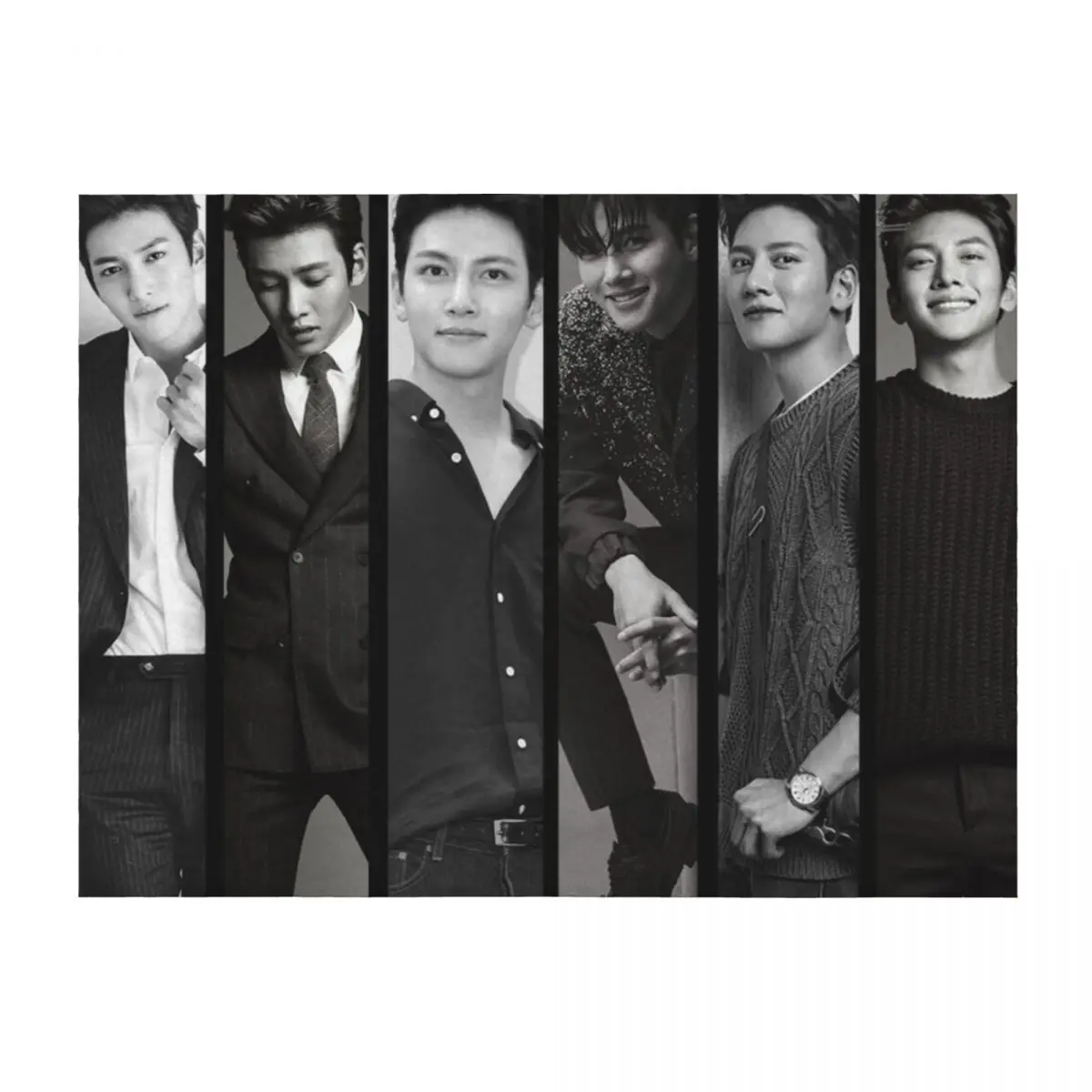 

Ji Chang Wook Vertical Black and White Collage Throw Blanket Extra Large Throw Plush Hair Flannel Fabric Blankets