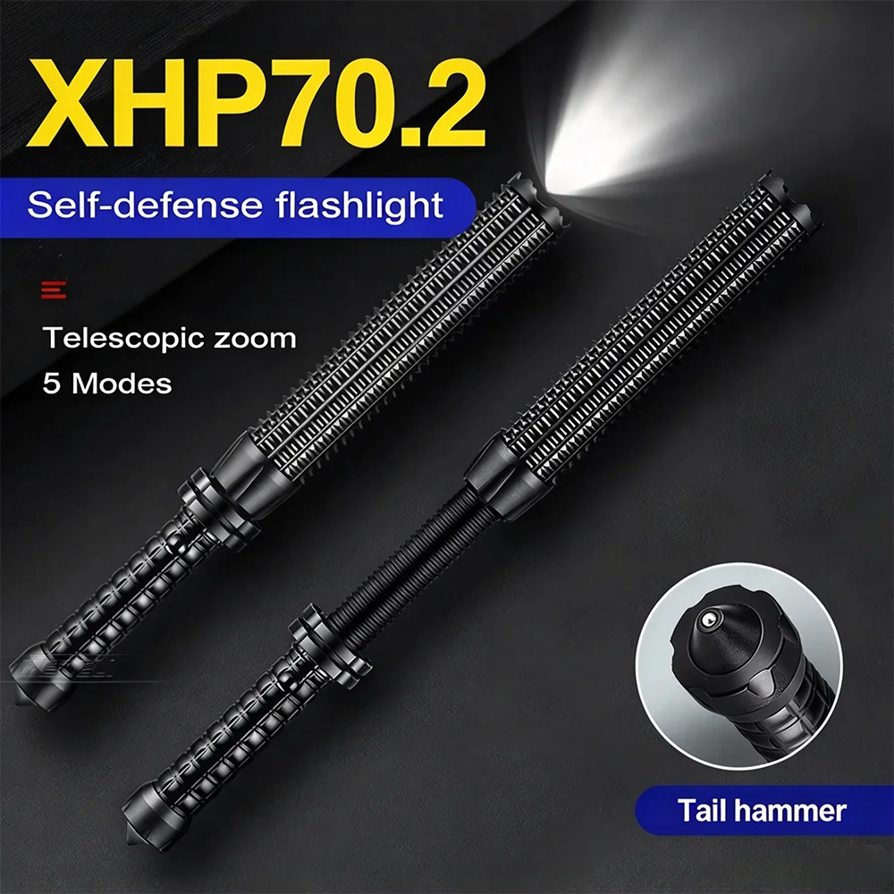 Wolf Tooth Glare LED Flashlight Ultra Bright Self Defense Tactical Torch Rechargeable IPX6 for Camping Emergency Baton Outdoor