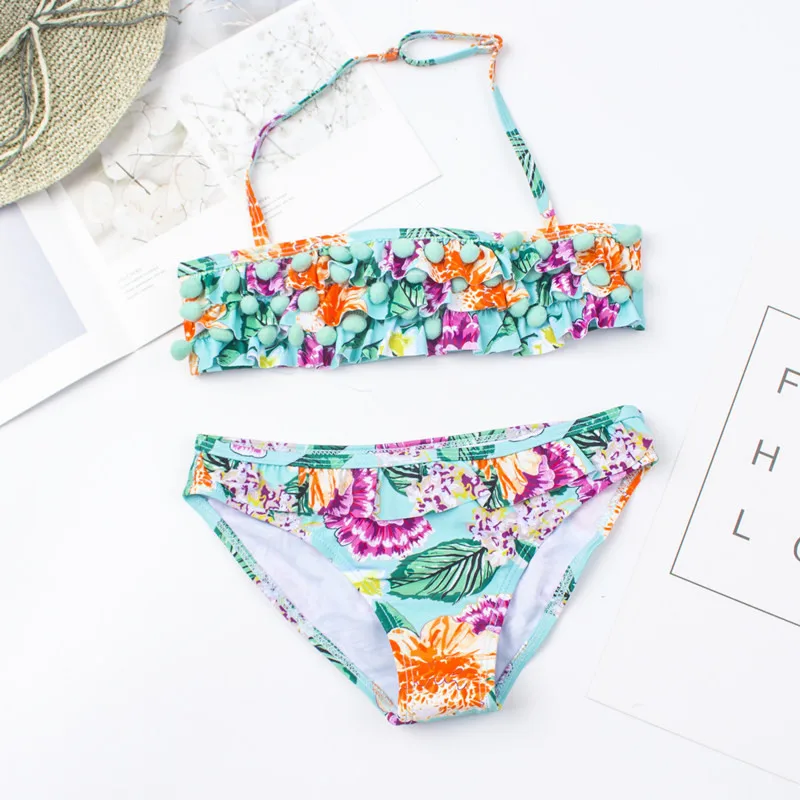 Falbala Kids Girls Bikini 2024 New Print Girls Bikini Kids Swimwear costume da bagno Summer Children Biquini Infantil costume da bagno A156