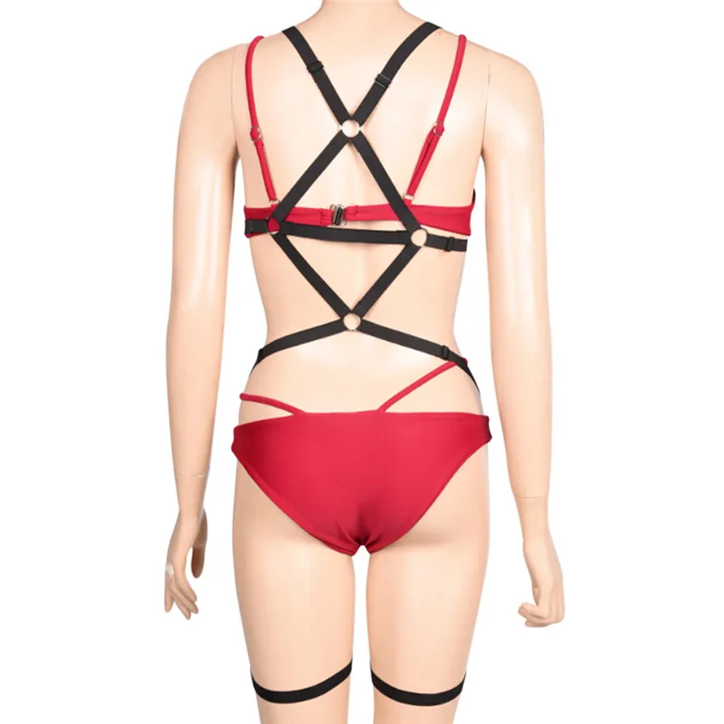 Sexy Underwear Gothic Suspenders Bondage Straps Stocking Body Lingerie Sexy Women Leather Harness Underwear Garter Belt Erotic