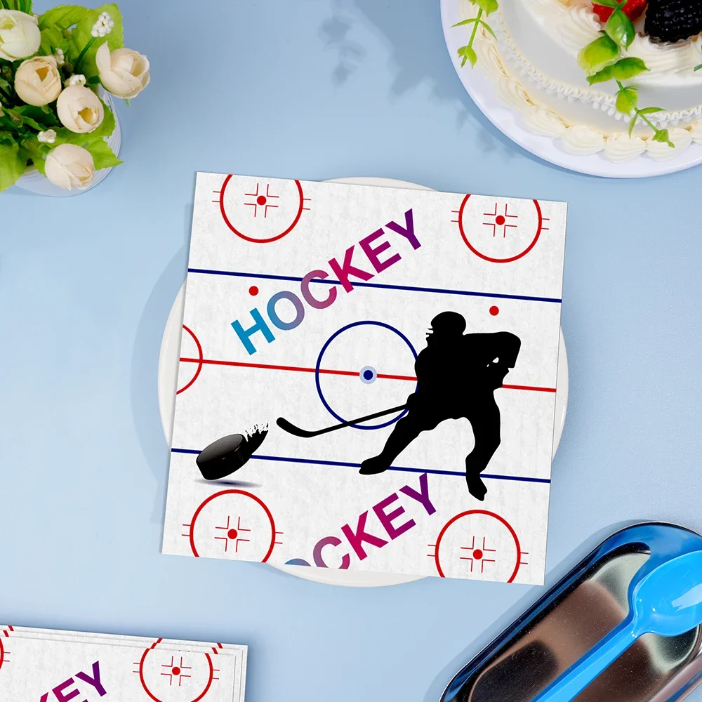 20 unids/bolsa servilletas de papel con tema de Hockey sobre hielo deportivo pañuelos desechables para niños adultos decoración de fiesta de jubilación de boda de cumpleaños