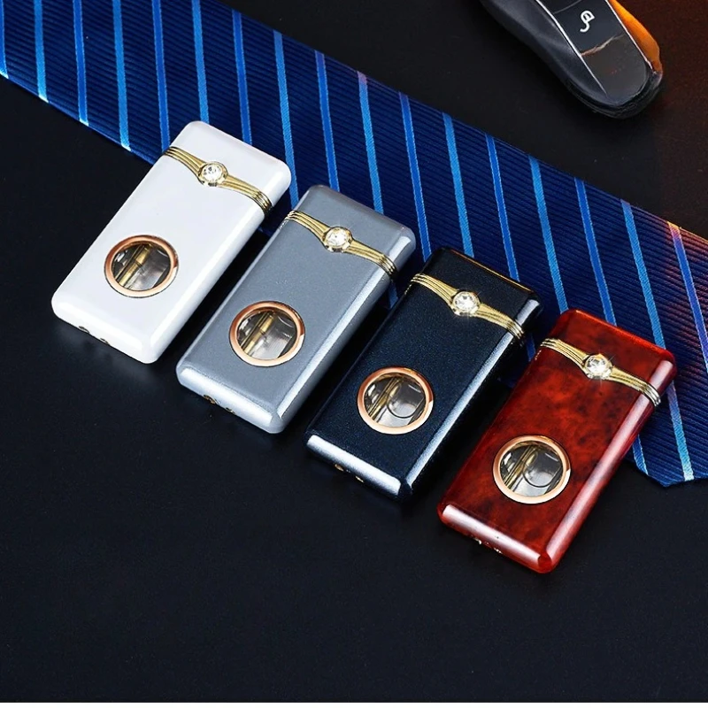 

2026 металлическая ветрозащитная зажигалка с прямым распылением и синим пламенем, светодиодная синяя лампа, газовое окно, аксессуары для курения бутанового газа, мужской подарок