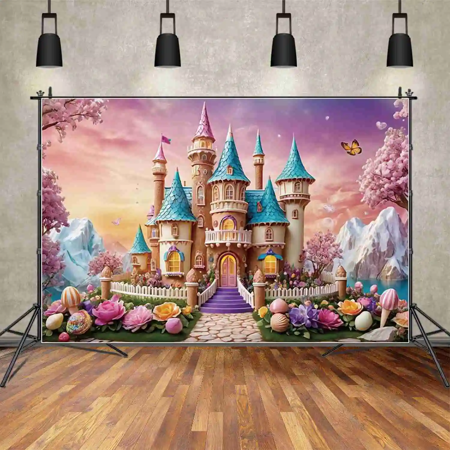 MOON.QG Fairy Castle Garden Photography Background Coral Shell Rainbow Photozone Backdrop Children Studio Photozone Accessories