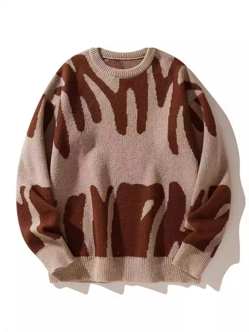 

Colorblock Sweater Vintage Relaxed Oversized Pullover Fashionable Couple Trendy Knitwear Extra Cozy Luxurious Jumpers