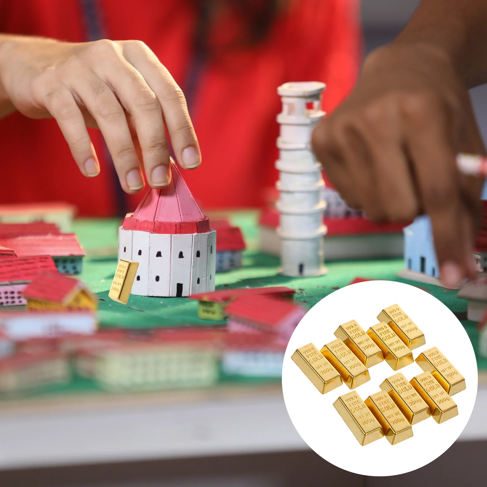 House Blocks Mini Treasure Figures Simulated BRIC Model Toys Tiny Miniature Gold Bars Alloy