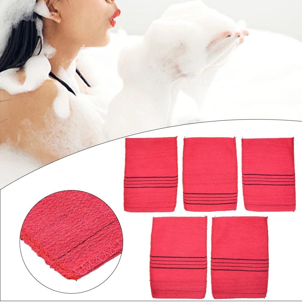 5 Pcs Korean Italy Asian Exfoliating Bath Washcloth Body Scrub Shower Soft Towel Dry Bathing Shower Soft Towels Bathing Bathrobe