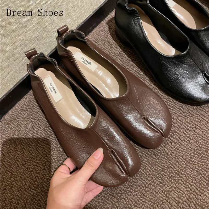 

Лидер продаж ~ корейская версия Ins, туфли-подковы с разделенным носком, туфли-бобы на толстом каблуке в стиле ретро, весенне-летняя женская обувь 2025 года