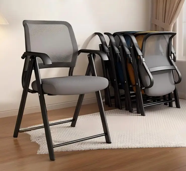 Foldable Conference Chair Comfortable Breathable Mesh Backrest Metal Frame