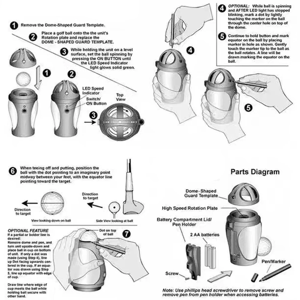 PGM Golf Ball Spot Marker Tool CHECK-GO Golf Electric Scriber Finds Center Of Gravity Distribution Line Ball Golf Training Aids