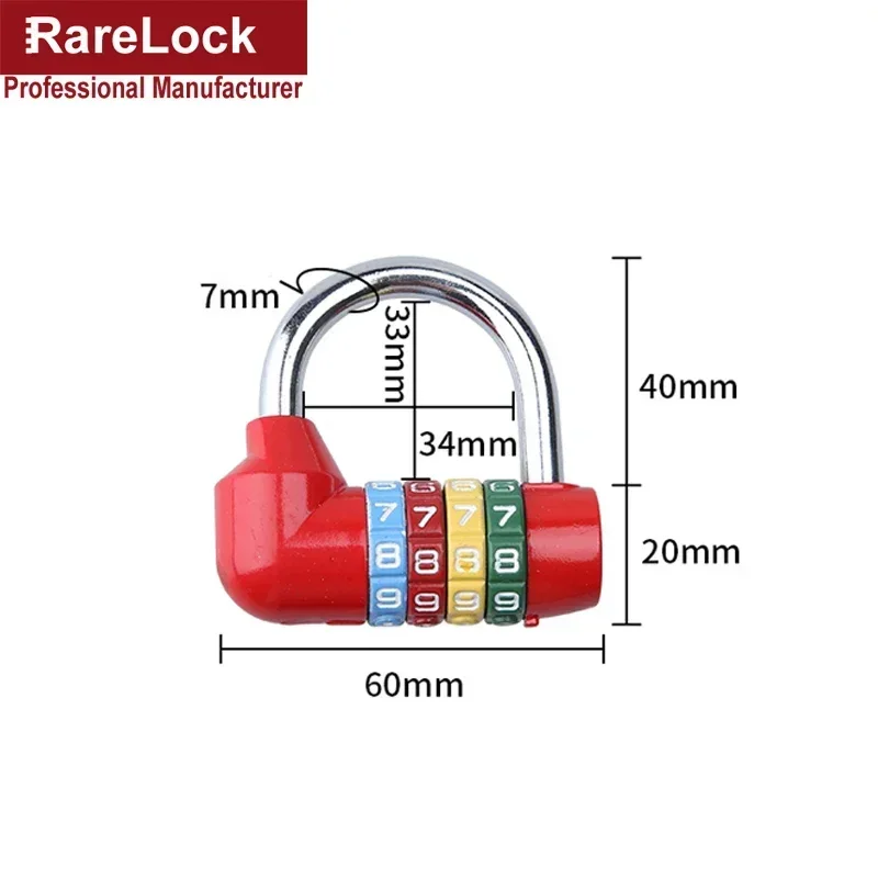 4 Letters Combination Padlock Code Password Lock for Door Cabinet Drawer Bike Motorcycle Student Locker Rarelock MMS61 G1