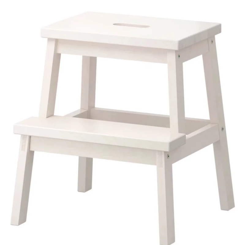 Sgabello a due livelli in legno massello, sgabello da bagno, poggiapiedi antiscivolo per adulti e bambini, stabile e durevole, vernice ecologica