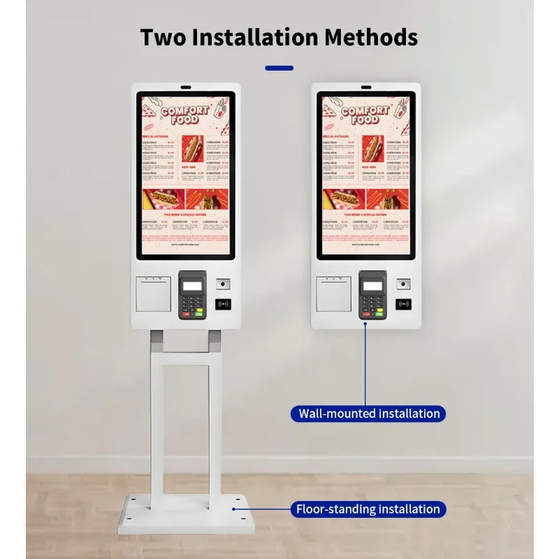 Custom Fast Food Touch Kiosk Ordering Machine Wall Mounted Payment Kiosk Api Self Service Kiosk Machine With Pay