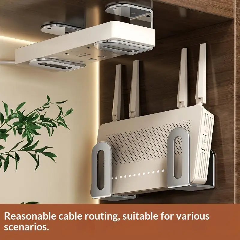 2Pcs Adhesive No Drill Wall Mount Holder Large Capacity Perfect For Storing Router Power Strip Small