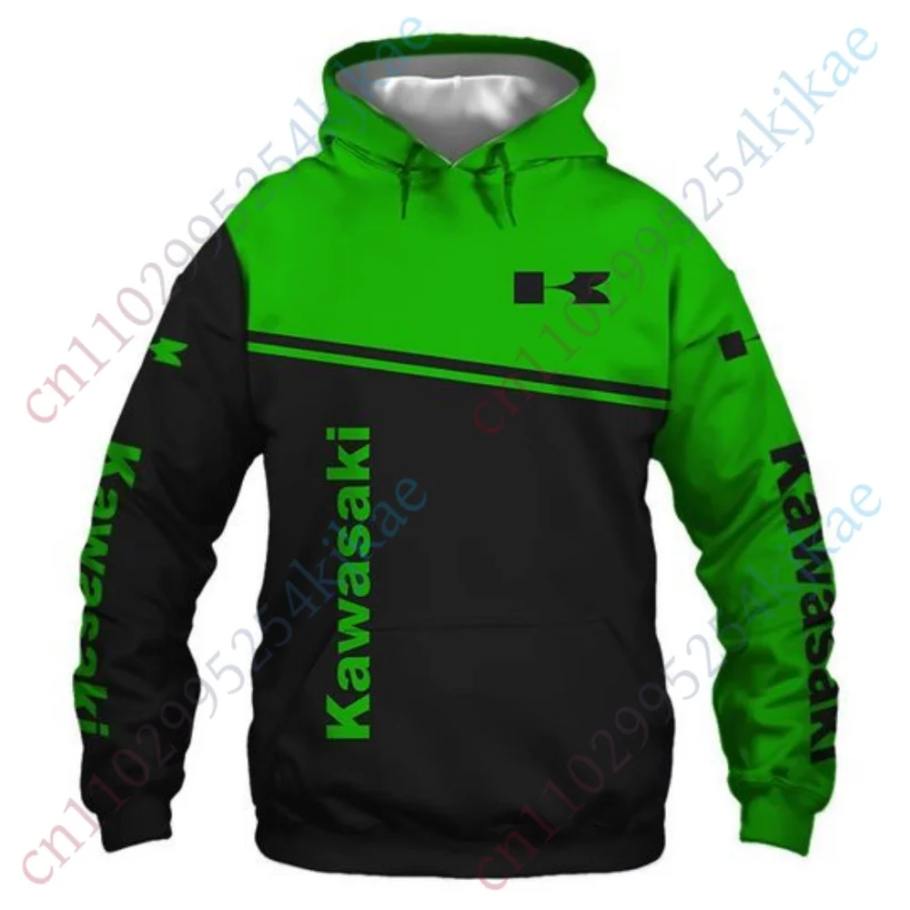 New Kawasaki Motorcycle Hoodies For Men Casual Sweatshirt  Anime Streetwear Men Clothing Unisex Long sleeve Hooded sweatshirt