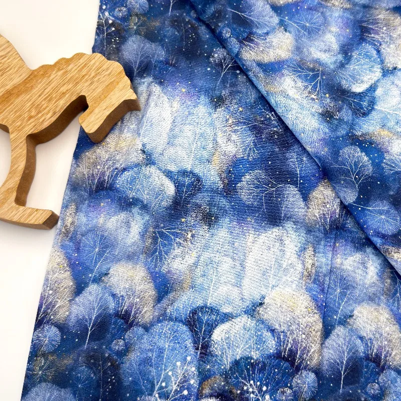 

1 Meter X1.1 Meter Blue Forest Pure Cotton Digital Printed Fabric Lightweight Tablecloth Decoration DIY Summer Clothing Fabric