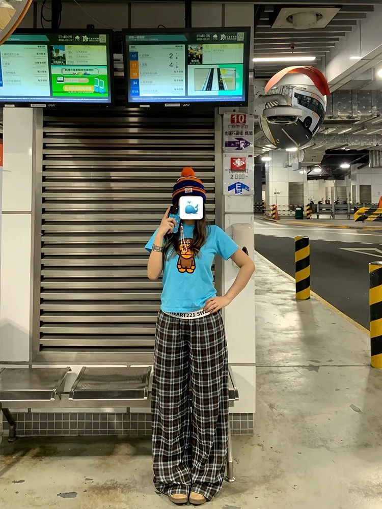 T-shirt ort Sve slim fit da donna in cotone estivo Street Sle Cartoon Monkey Print Top Ultra carino Faionable Casual irt