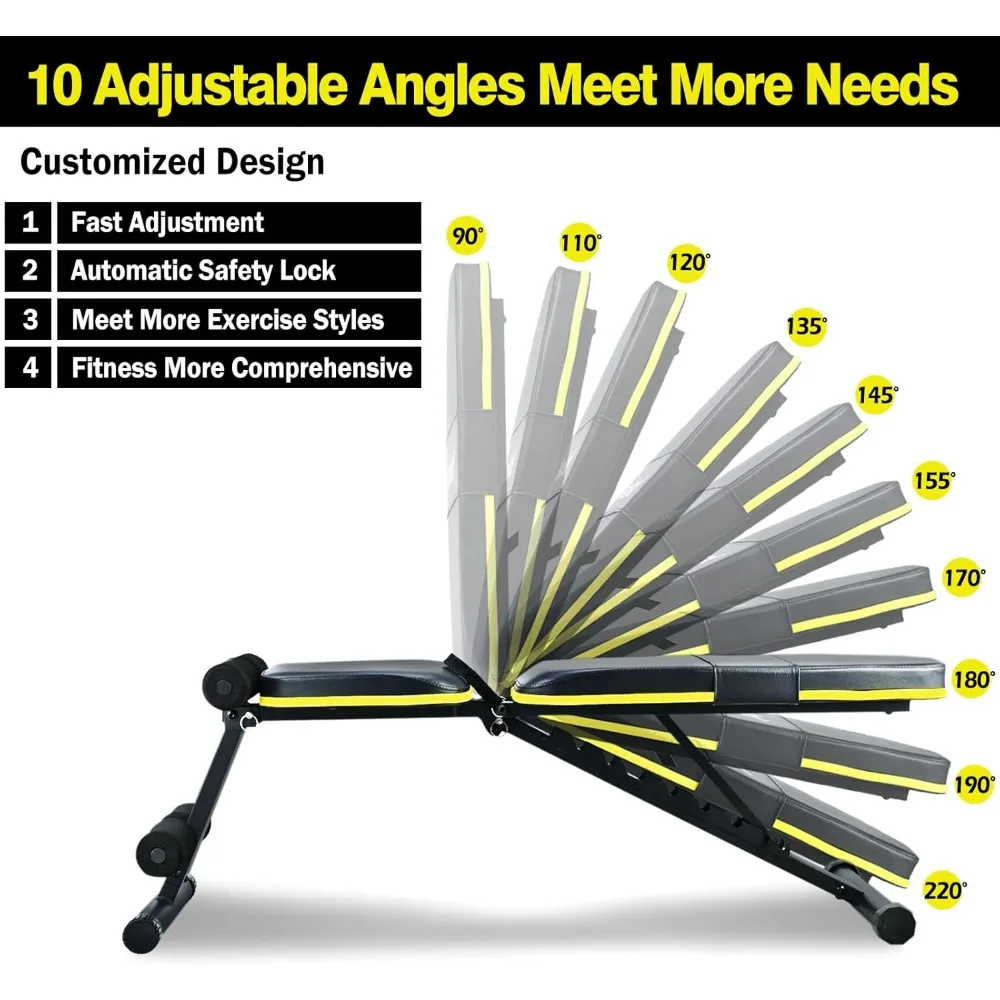مقعد وزن متعدد المواضع قابل للطي لتدريب القوة في صالة الألعاب الرياضية المنزلية