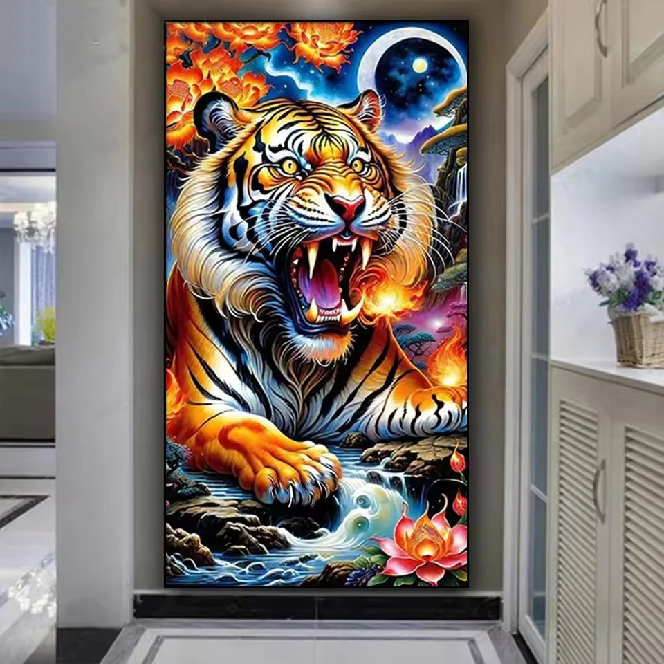 Fantasy Landscape Tiger Diy Diamond Painting Full Square/Round DrillMosaic Amazing animal Cross Stitch Kit For Living Room Decor