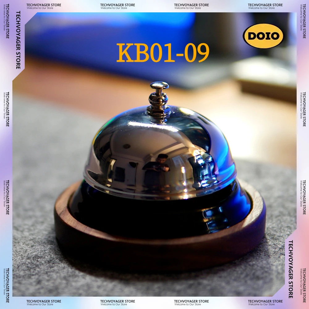 DOIO KB01-09 Desktop Open Bell Starter Carbon Steel Black Walnut Fuselage Wireless Power Key External Desktop Portable Switch