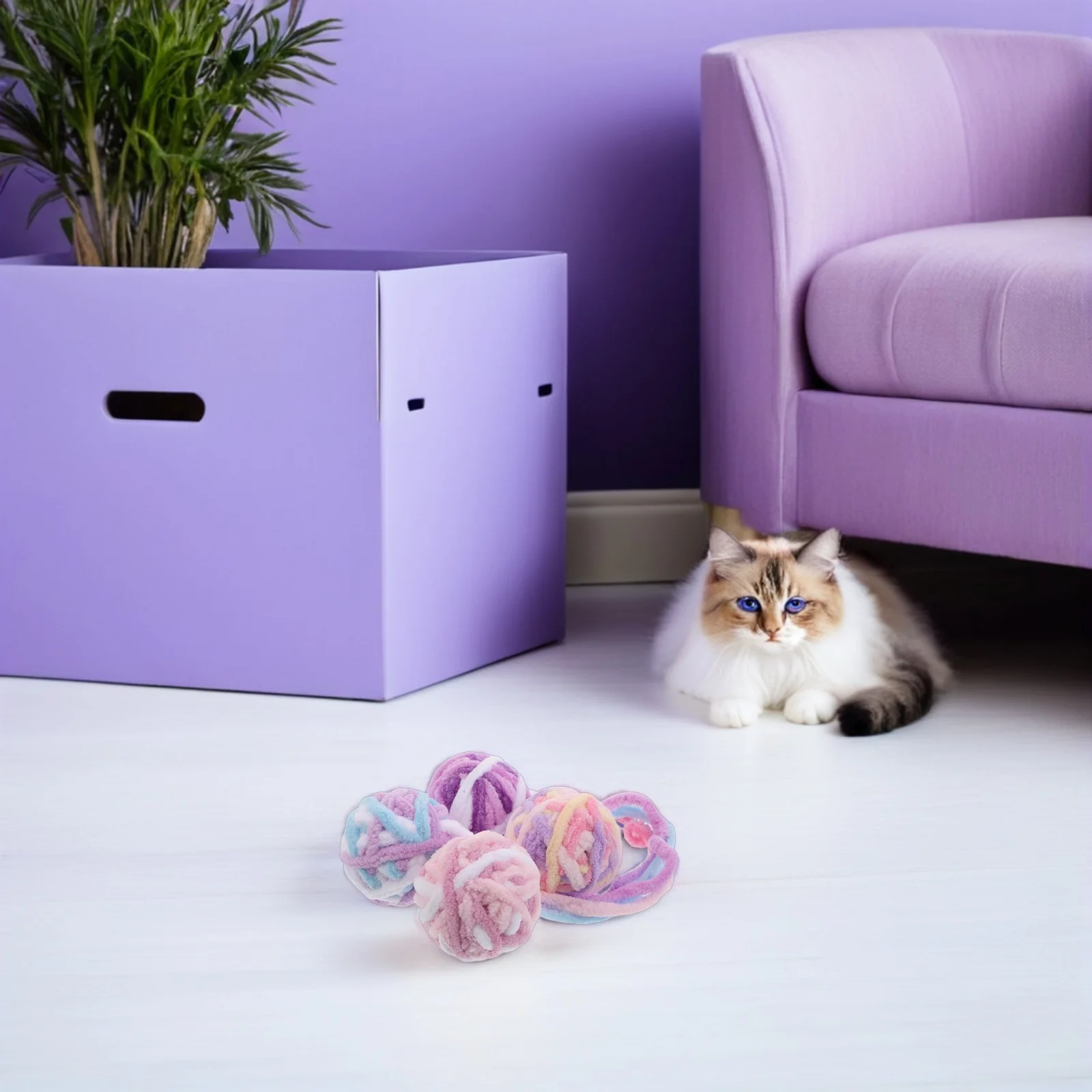 

20pcs Cat Balls For Indoor Cats: Interactive Chirping Wool Yarn Ball Sensory Chew Kitten Playtime Entertainment